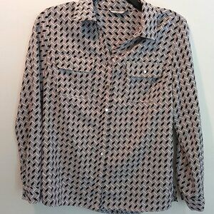 Notations Petite Blouse in black and white long sleeve Petite Small